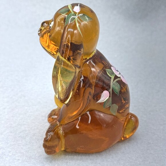 Lenox Fenton Art Glass Floppy Ear Rabbit Amber Art Glass Figure Sheela Miller - Picture 5 of 14